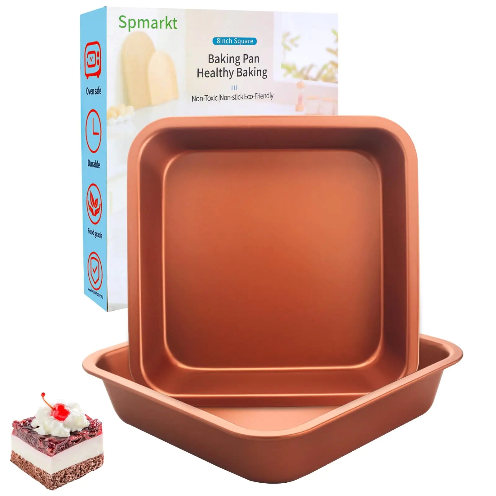 2-Pack 8x8 Inch Nonstick Baking Pans - Perfect for BrowniesCakes Lasagna and More 8 Inch Birthday Party Square Cake Pan Cornbread Square Baking Pan Dishwasher Safe Easy to Clean