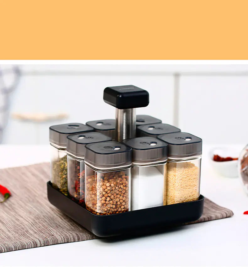 Glass Spice Jar Organizer for Kitchen Seasonings