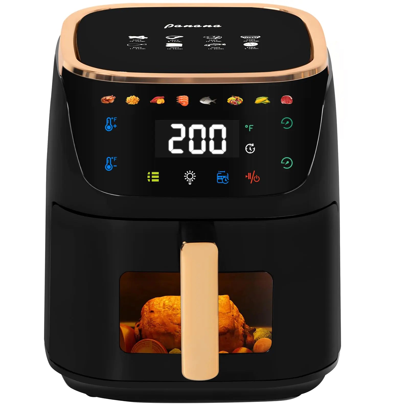 Panana 8QT Large Air Fryer Compact 8 Preset Menus Airfryer One-Touch Digital Control Presets Touchscreen Display Dishwasher Safe Nonstick Fit for Family (Black)
