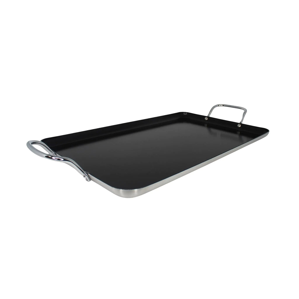IMUSA Ceramic Nonstick Stovetop Double Burner Griddle with Metal Handles 17-Inch Black