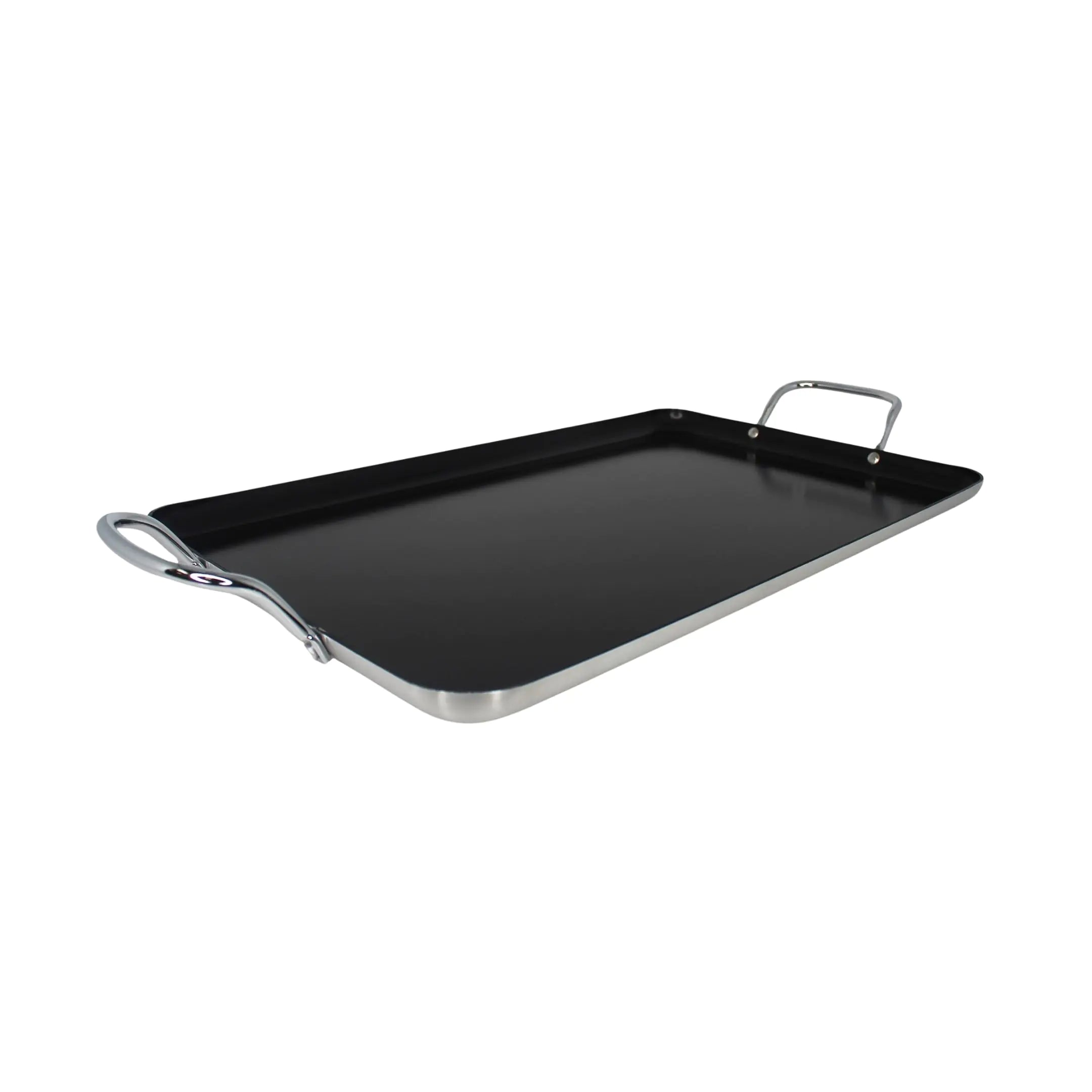 IMUSA Ceramic Nonstick Stovetop Double Burner Griddle with Metal Handles 17-Inch Black