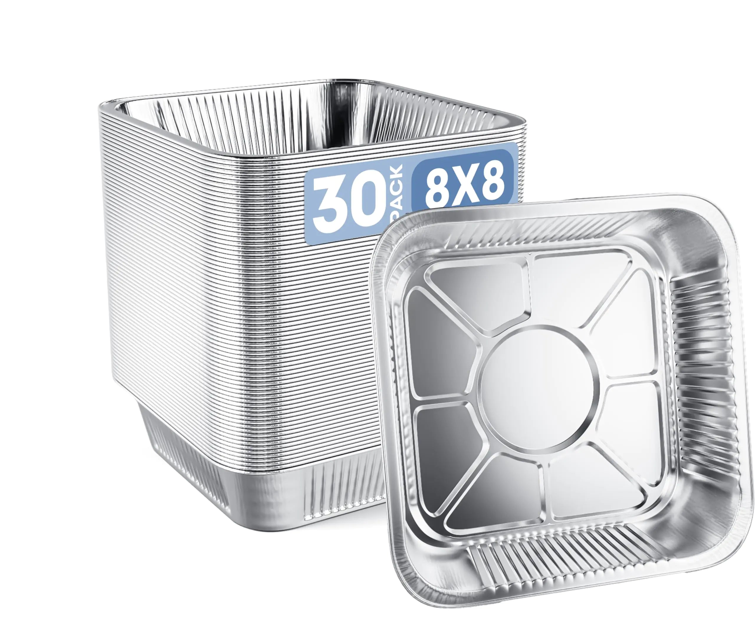 DOBI 8x8 Aluminum Pans (30 Pack) - Disposable 8 Inch Square Foil Baking Pans. Durable Standard-Size Tins for Cakes Brownies and Casseroles